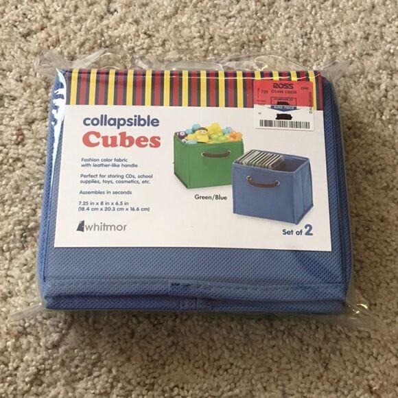 WHITMOR SET OF 2 COLLAPSIBLE CUBES FOR STORAGE! - Picture 5 of 8